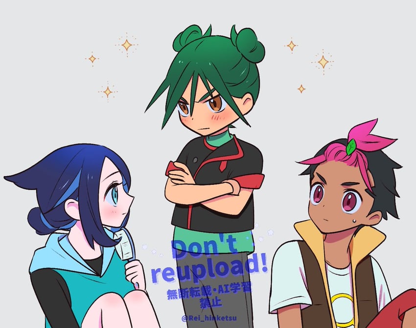 liko, roy, and ult (pokemon and 1 more) drawn by rei_hinketsu