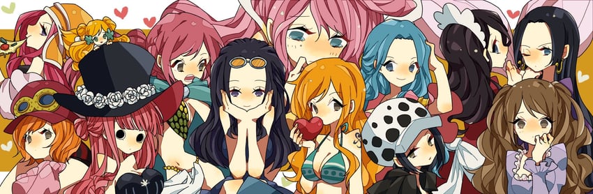 nami, nico robin, trafalgar law, boa hancock, perona, and 9 more (one piece) drawn by noise_pp