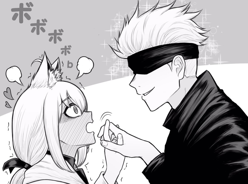 shirakami fubuki and gojou satoru (hololive and 1 more) drawn by akariyu_tank