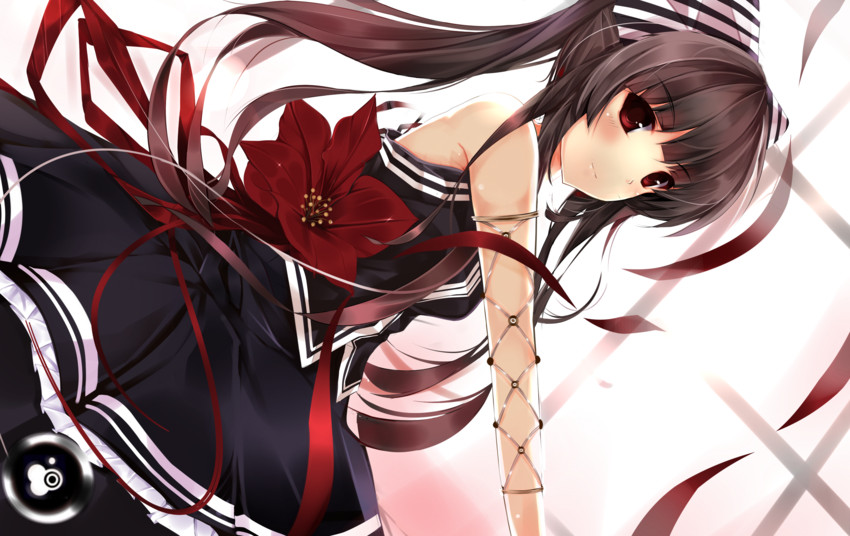 Anime girl with brown hair and red eyes
