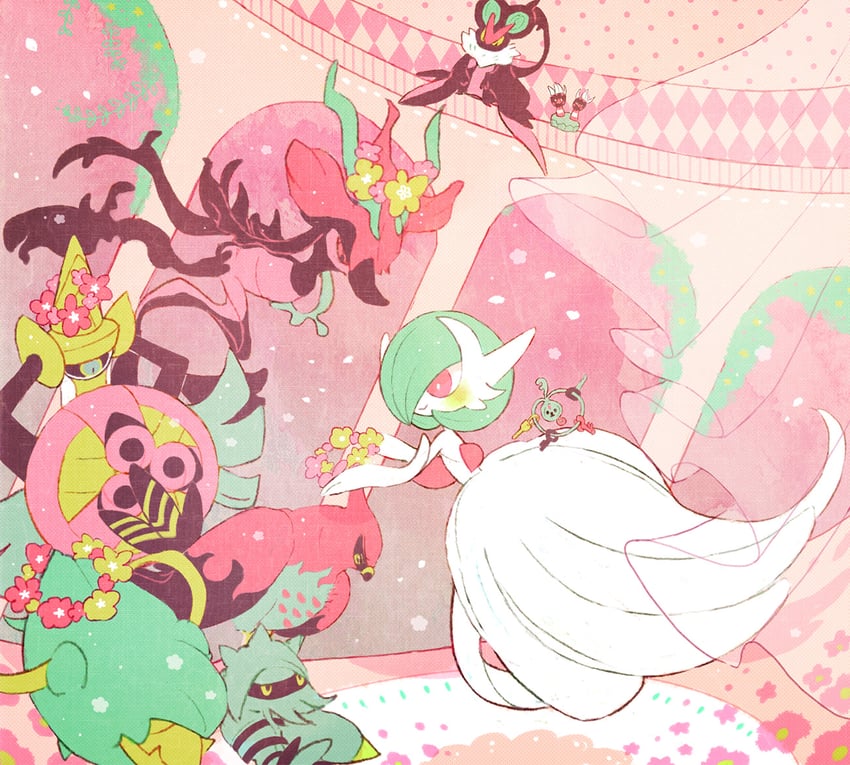 gardevoir, mega gardevoir, aegislash, talonflame, noivern, and 4 more (pokemon) drawn by kappaman
