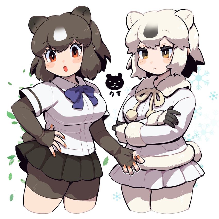 brown bear and polar bear (kemono friends) drawn by an-chan_(ananna0315)