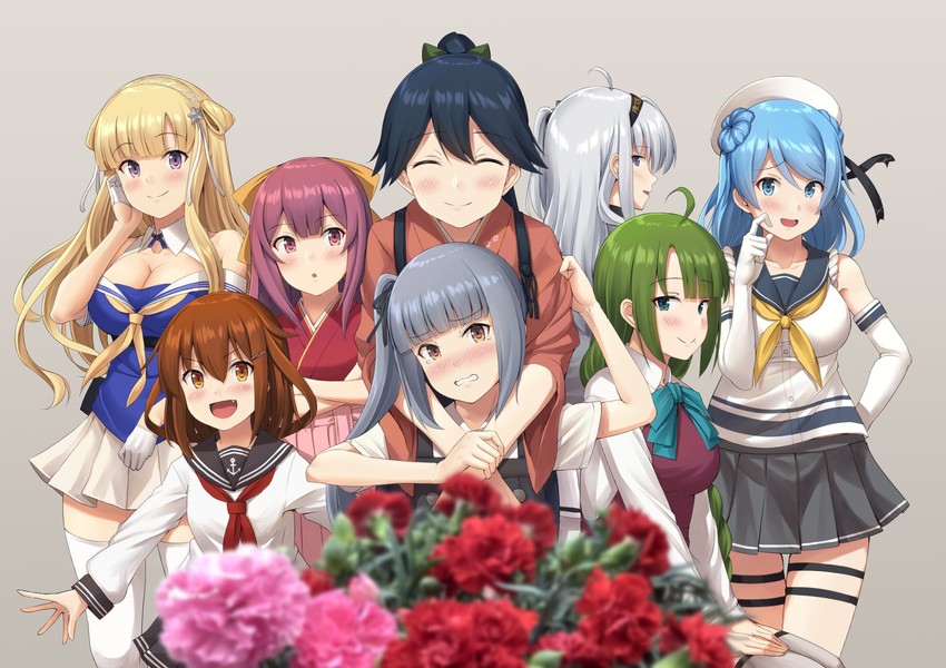 ikazuchi, houshou, kasumi, urakaze, kasumi kai ni, and 5 more (kantai collection) drawn by ichikawa_feesu
