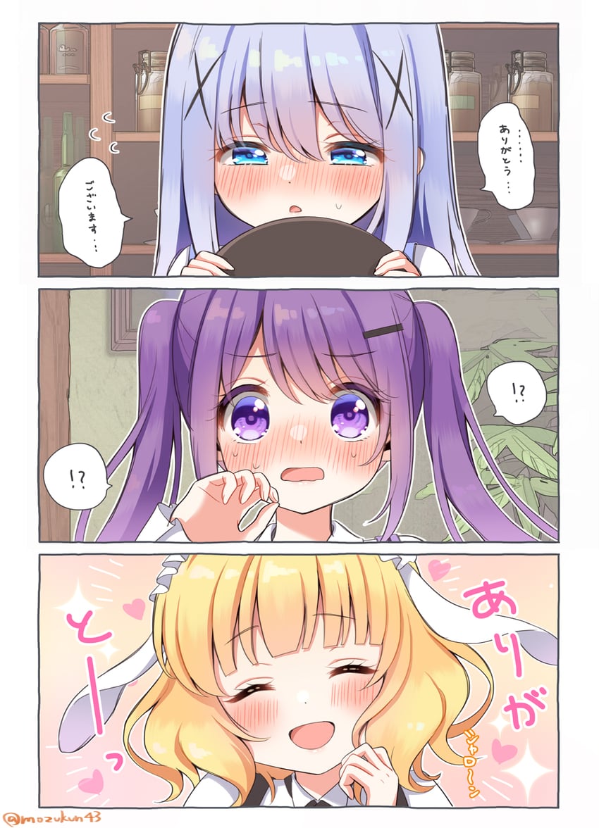 kafuu chino, kirima syaro, and tedeza rize (gochuumon wa usagi desu ka?) drawn by mozukun43