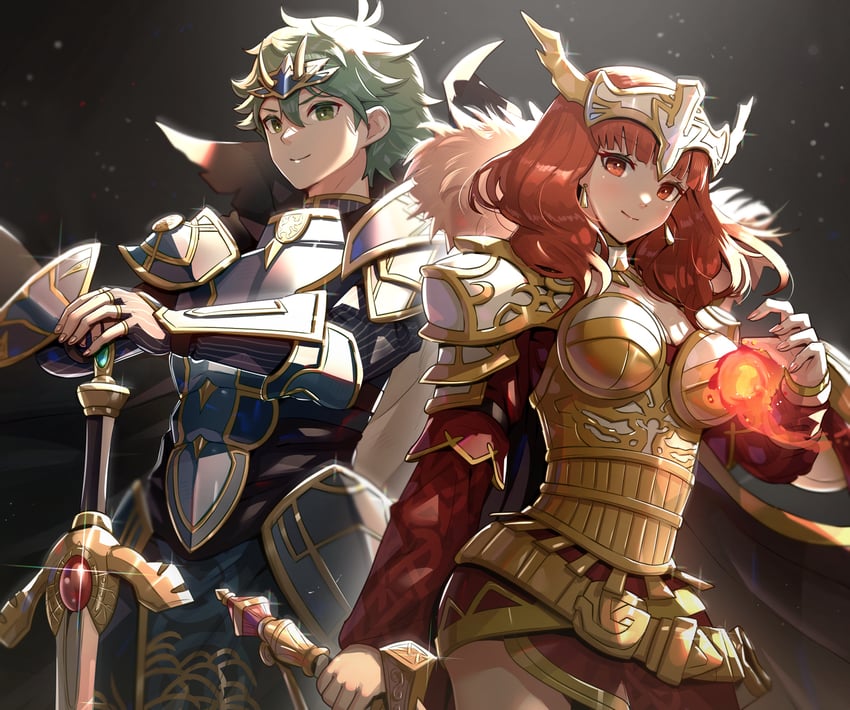 celica and alm (fire emblem and 2 more) drawn by gonzarez