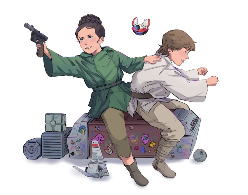 princess leia organa solo and luke skywalker (star wars and 1 more) drawn by coffebits