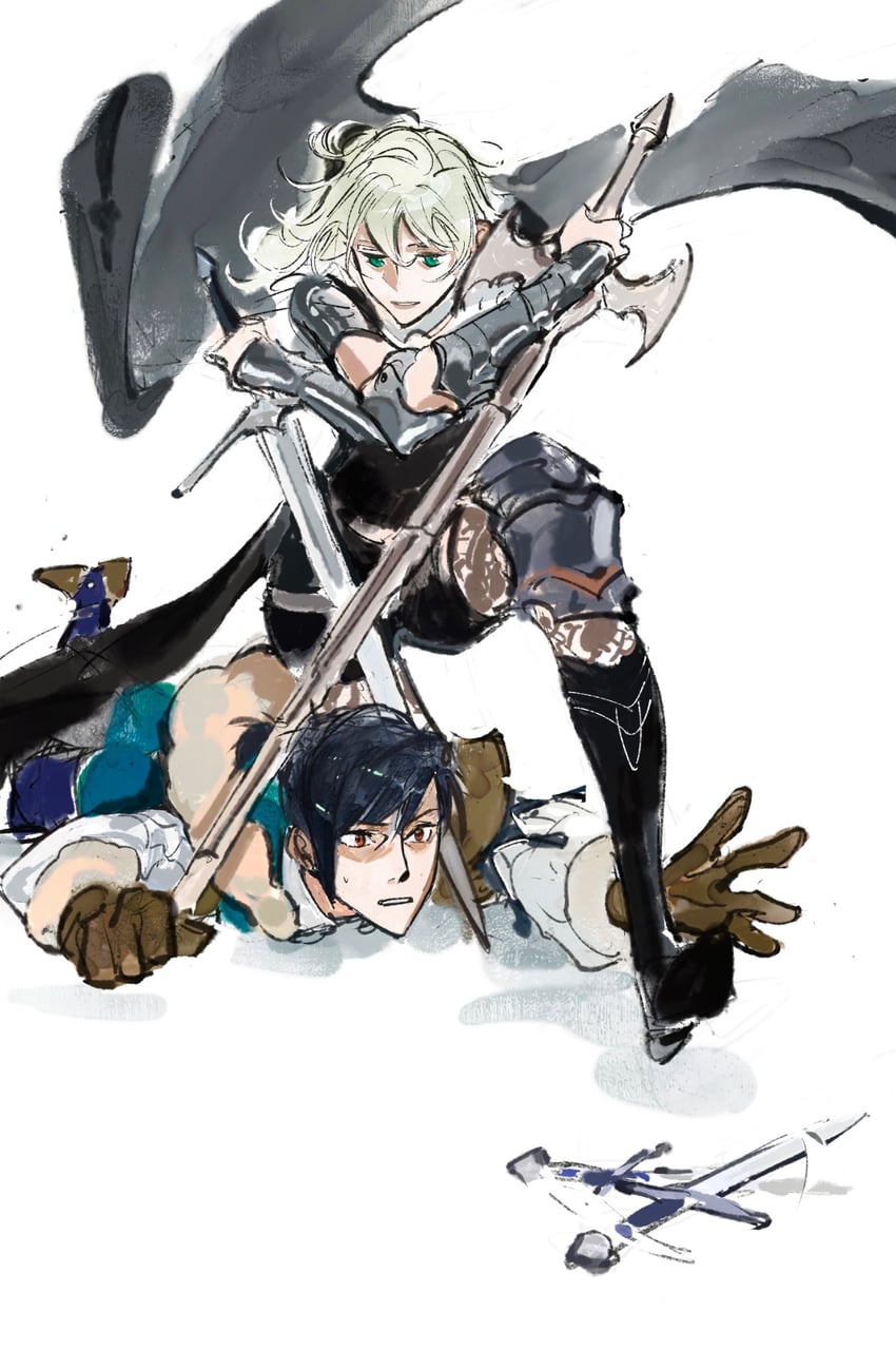 female byleth and felix hugo fraldarius (fire emblem and 1 more) drawn by ribelle0804