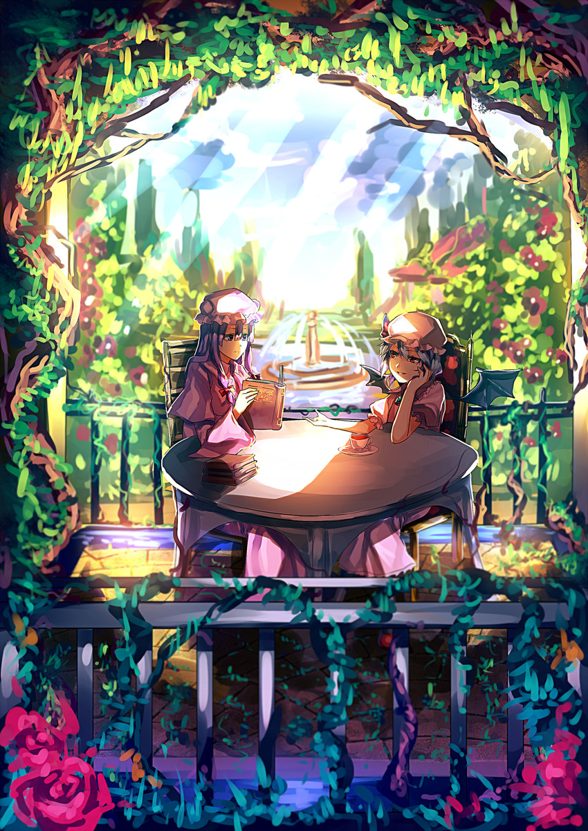 remilia scarlet and patchouli knowledge (touhou) drawn by u_u_zan