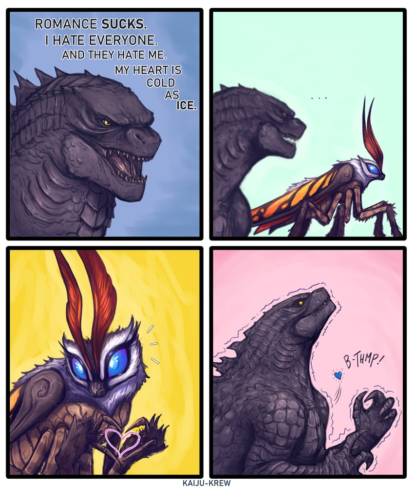 godzilla and mothra (godzilla and 2 more) drawn by kaijukat