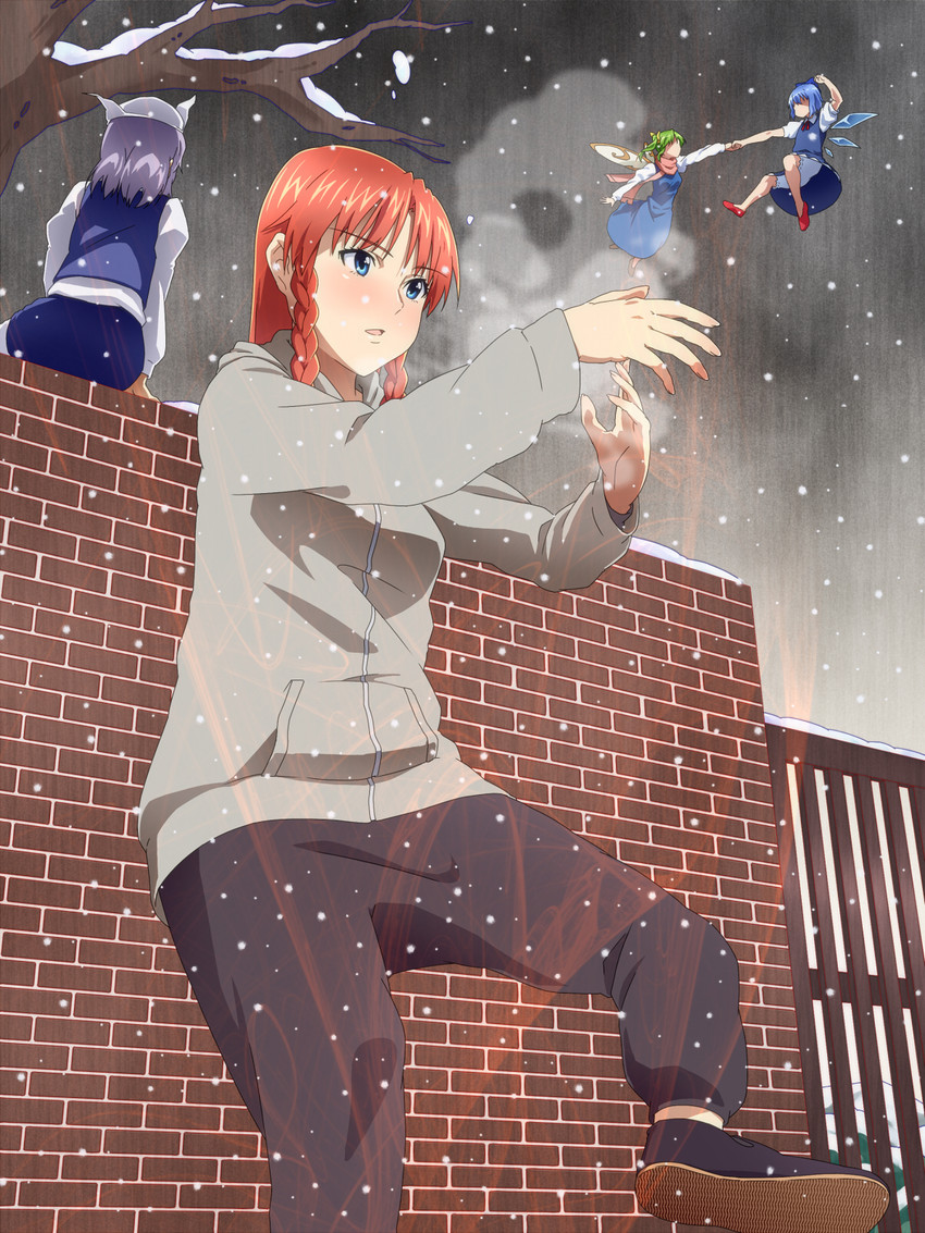 cirno, hong meiling, daiyousei, and letty whiterock (touhou) drawn by boko_(maniacpurple)