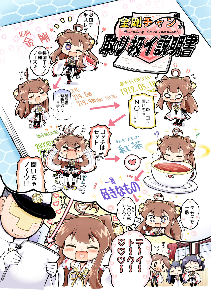 admiral, kongou, haruna, hiei, kirishima, and 4 more (kantai collection) drawn by herada_mitsuru