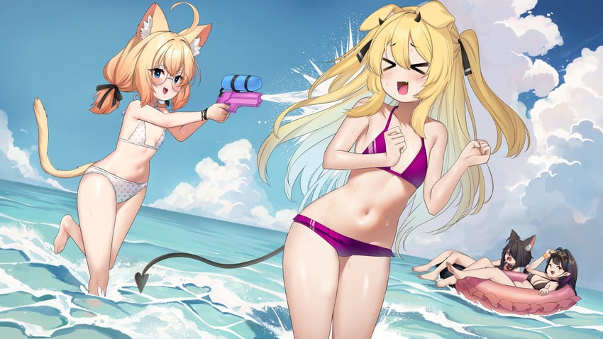 cerber, minikomew, and luna (indie virtual youtuber) drawn by waifuspite