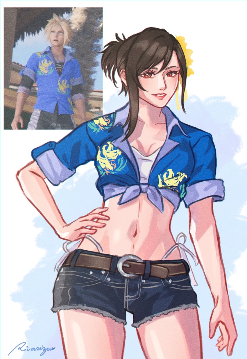 tifa lockhart and cloud strife (final fantasy and 3 more) drawn by casdaine