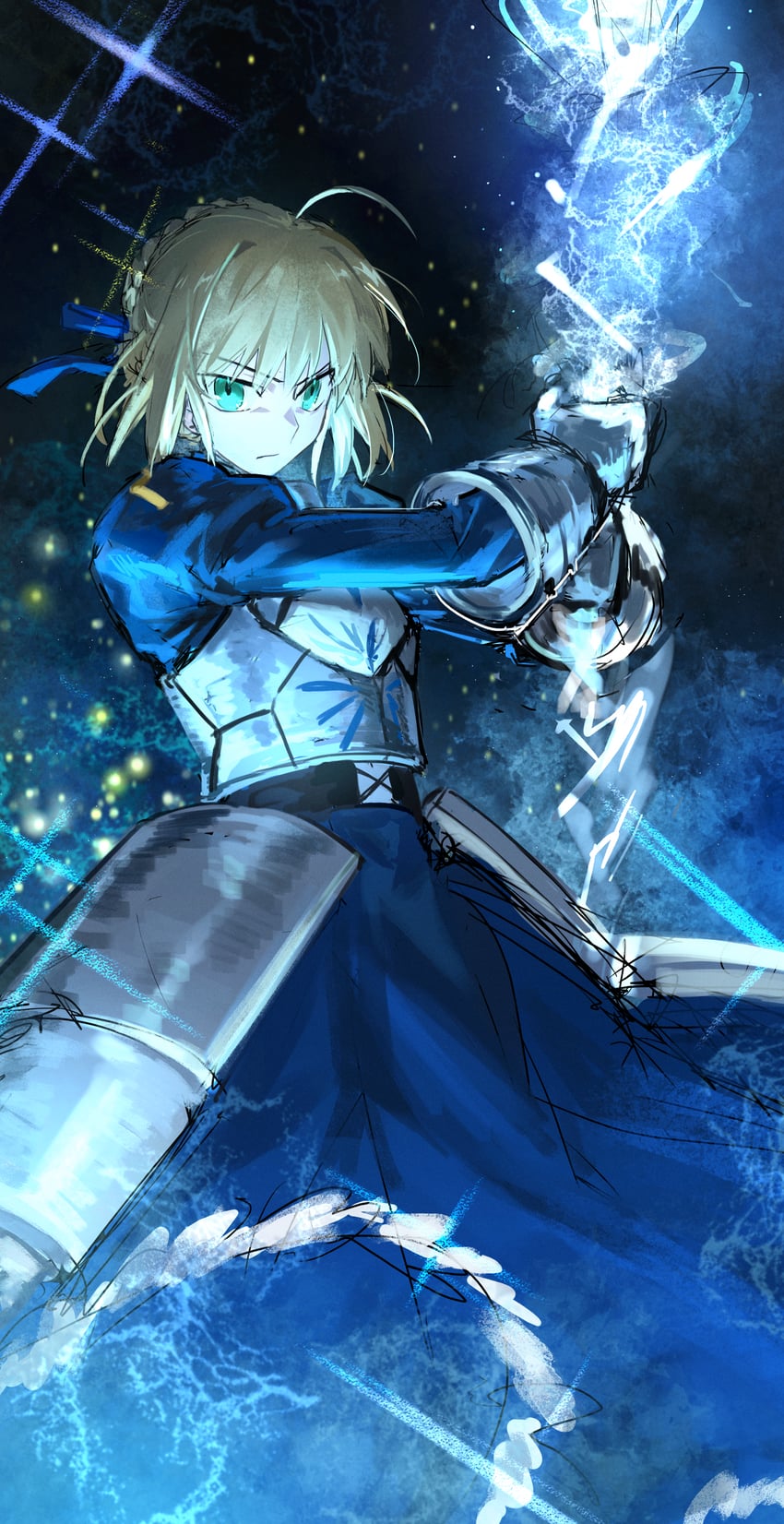 artoria pendragon and saber (fate and 1 more) drawn by regenerate0330