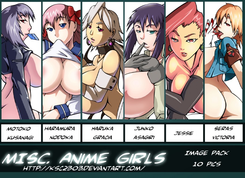 jessie, kusanagi motoko, haramura nodoka, seras victoria, haruka gracia, and 1 more (pokemon and 5 more) drawn by ksc2303