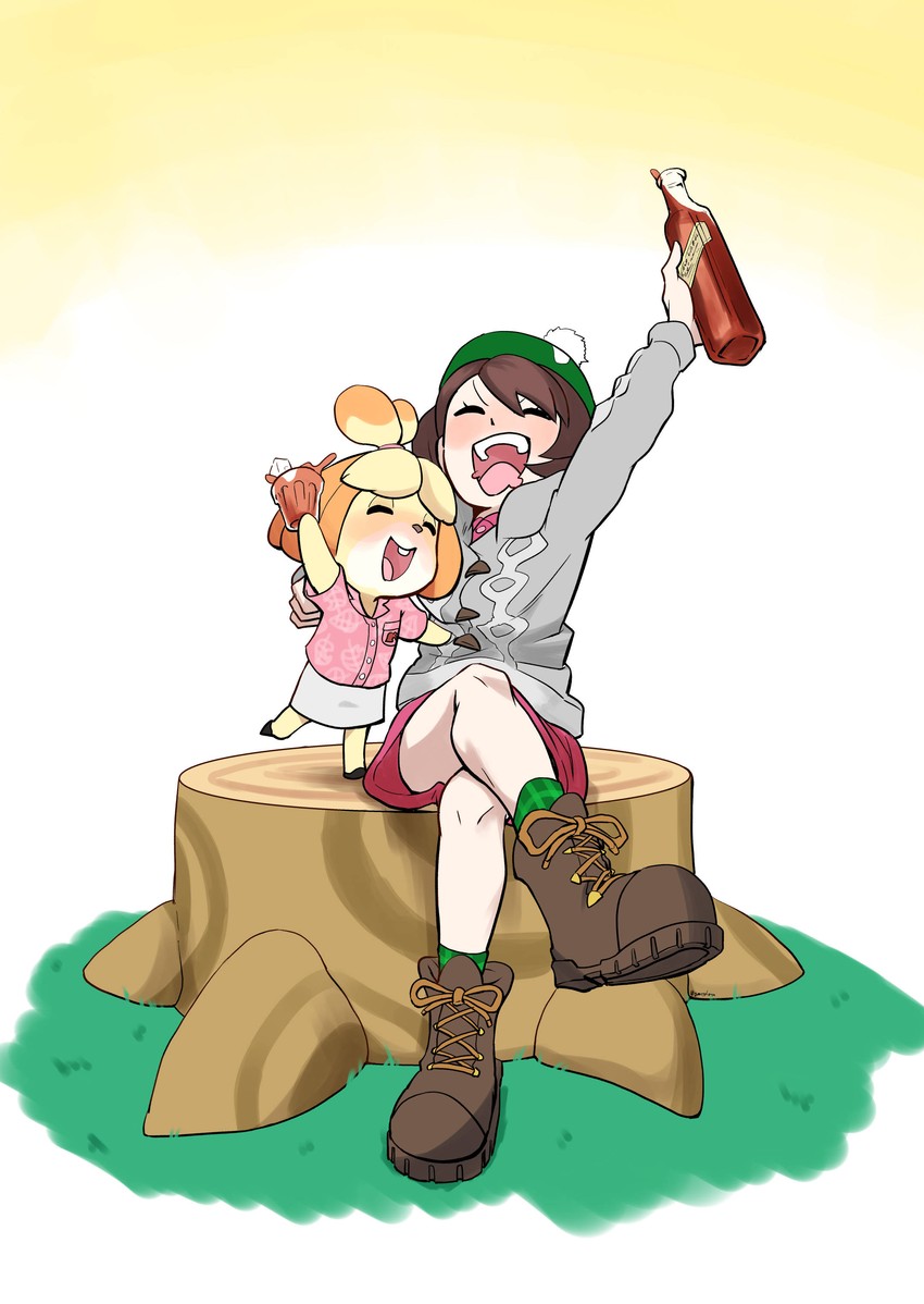 gloria and isabelle (pokemon and 2 more) drawn by gomesu_(gomes0343)