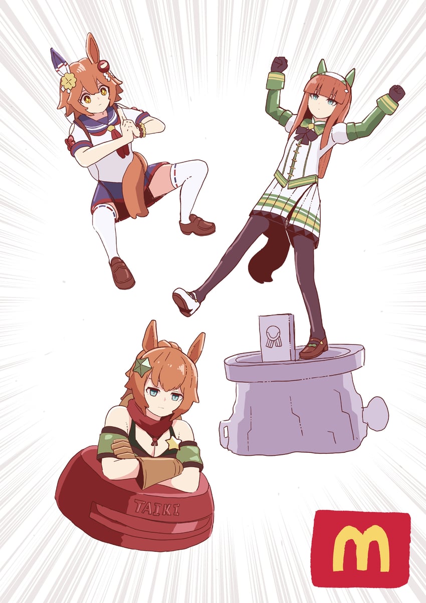 silence suzuka, matikanefukukitaru, and taiki shuttle (umamusume and 2 more) drawn by petoka