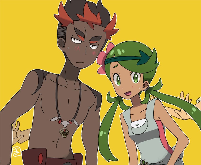 mallow and kiawe (pokemon and 1 more) drawn by masso_n