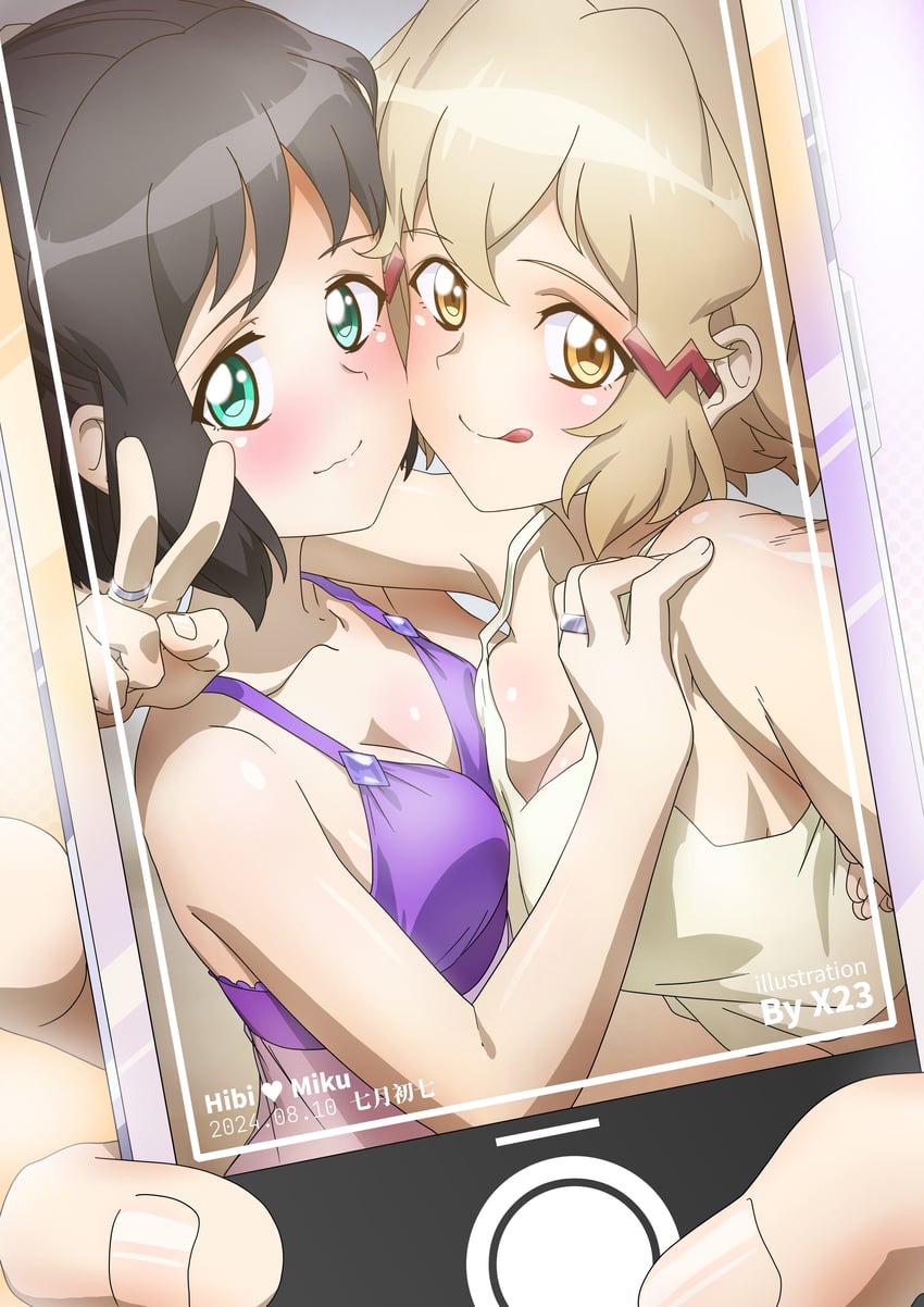 tachibana hibiki and kohinata miku (senki zesshou symphogear) drawn by 0x0023
