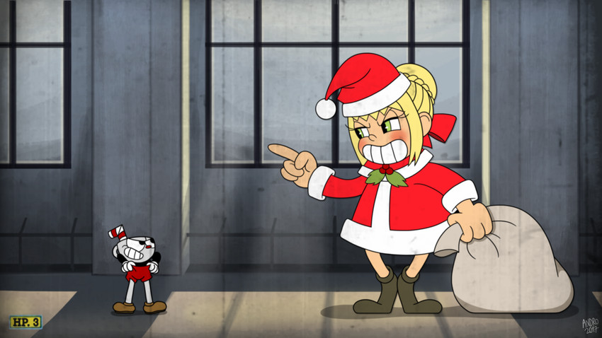 nero claudius and cuphead (fate and 3 more) drawn by andro_juniarto