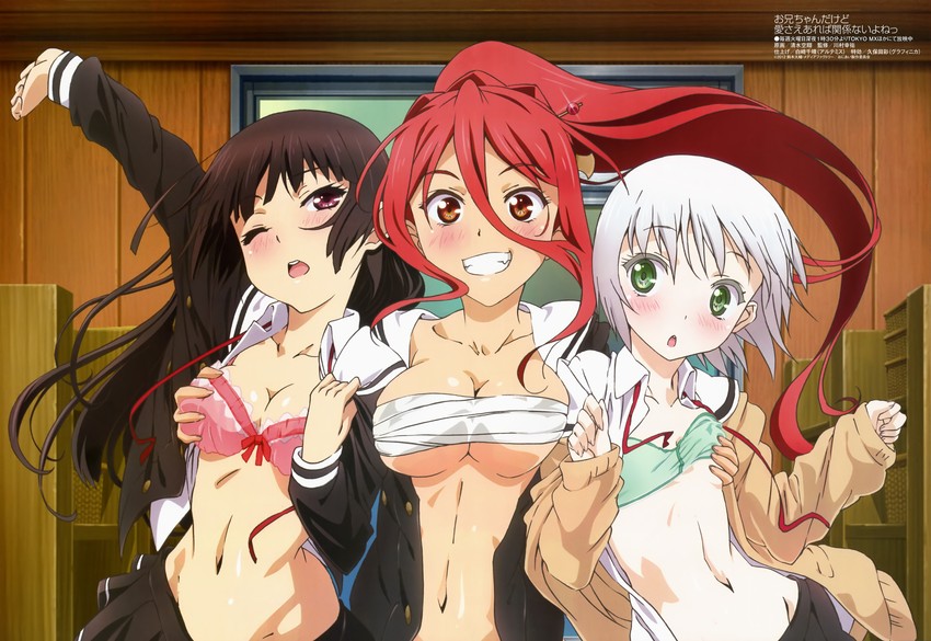 himenokouji akiko, sawatari ginbee haruomi, and nikaidou arashi (megami magazine and 1 more) drawn by shimizu_sorato