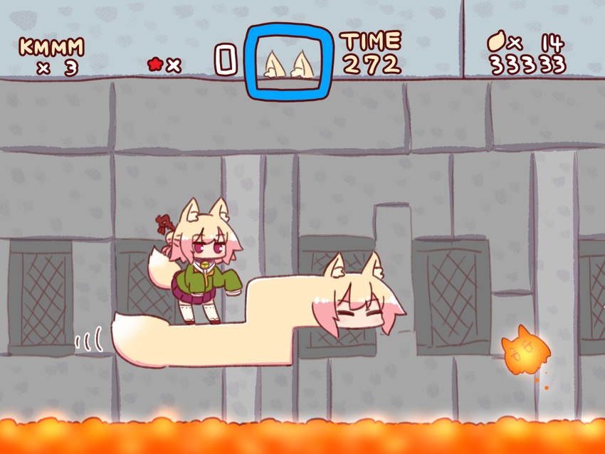 kemomimi-chan and lava bubble (original and 2 more) drawn by naga_u