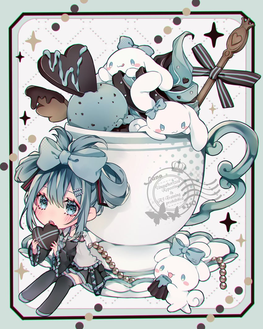 hatsune miku, cinnamoroll, and cinnamiku (vocaloid and 2 more) drawn by luna_s210