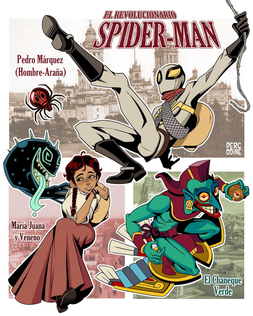 spider-man, venom, mary jane watson, and green goblin (original and 2 more) drawn by percodine