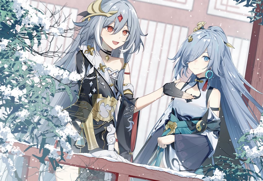 fu hua and herrscher of sentience (honkai and 1 more) drawn by saya_atang