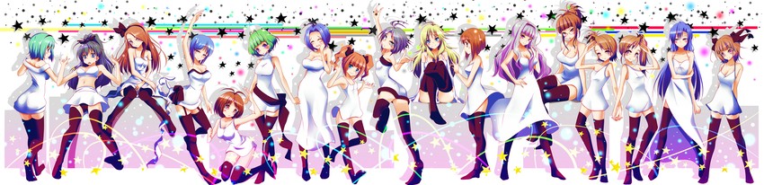 hoshii miki, kisaragi chihaya, amami haruka, kikuchi makoto, shijou takane, and 12 more (idolmaster and 2 more) drawn by natsu_(anta_tte_hitoha)