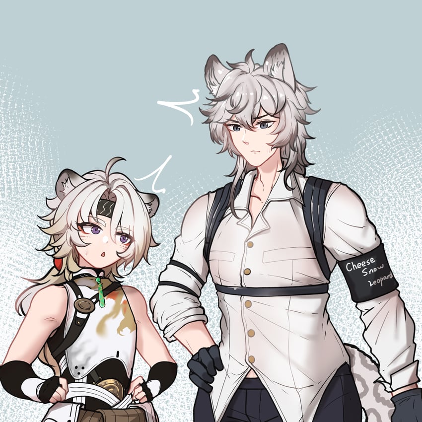 silverash and lingyang (arknights and 1 more) drawn by han_han_xiao_leng