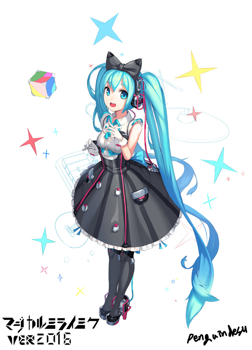 hatsune miku and magical mirai miku (vocaloid and 1 more) drawn by pengin