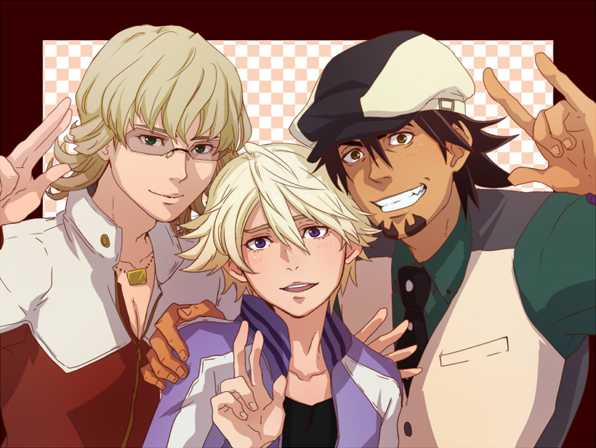 barnaby brooks jr., kaburagi t. kotetsu, and ivan karelin (tiger & bunny) drawn by @@@_(eckzahn)