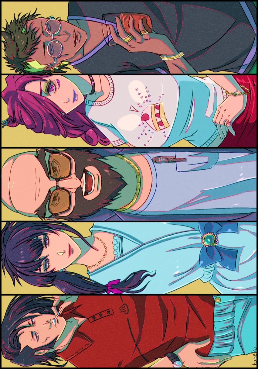 shutara senjumaru, hikifune kirio, hyousube ichibei, kirinji tenjirou, and nimaiya ouetsu (bleach and 1 more) drawn by strikek-lvvjm27