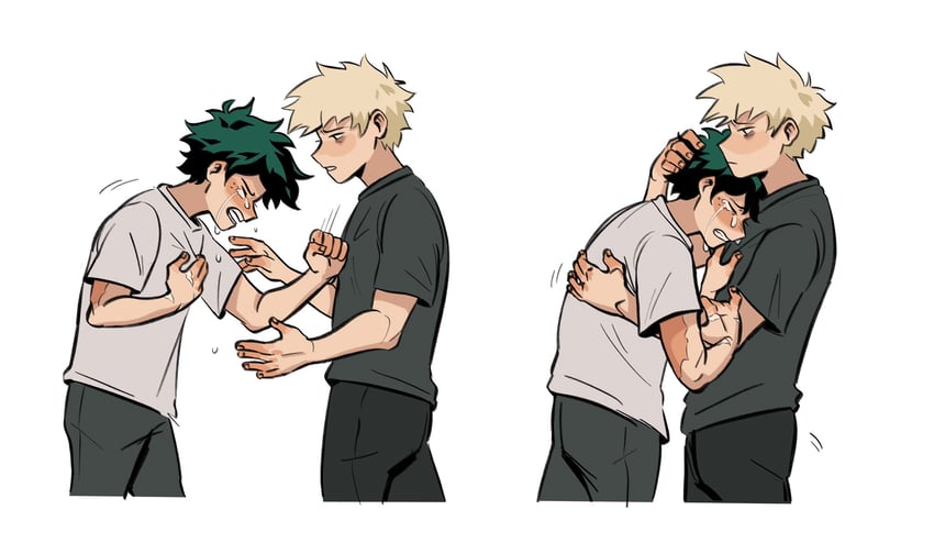 midoriya izuku and bakugou katsuki (boku no hero academia) drawn by daniartonline