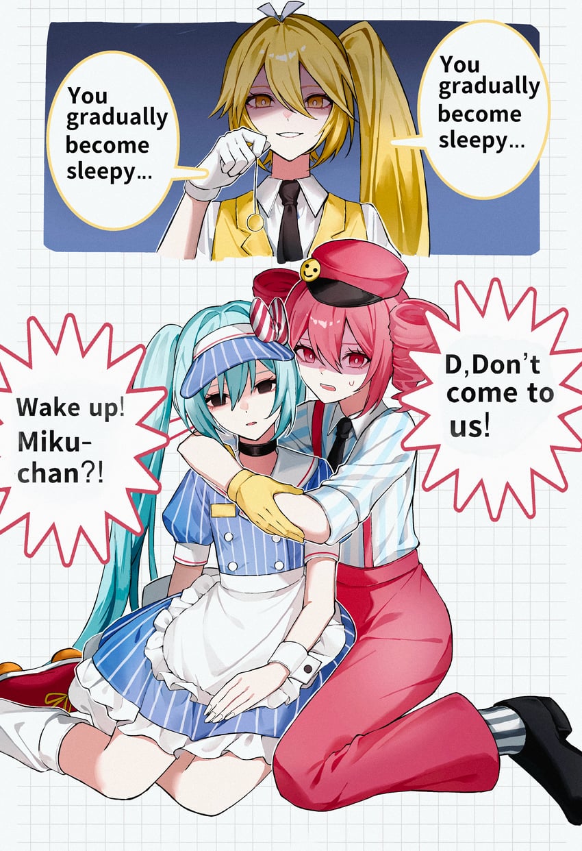 hatsune miku, kasane teto, and akita neru (vocaloid and 3 more) drawn by shirohanamame_(shiroha_nmm)