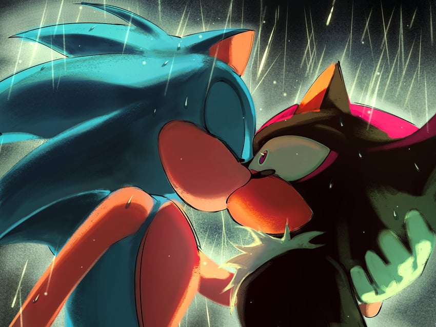 sonic the hedgehog and shadow the hedgehog (sonic and 1 more) drawn by iriiririii111