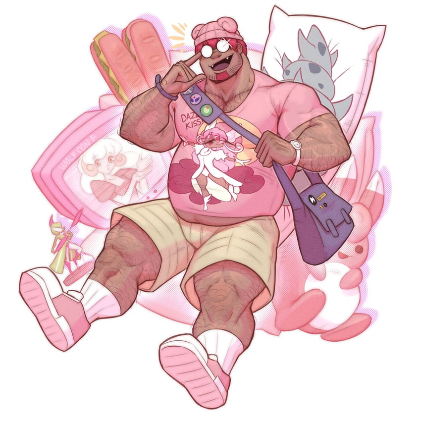 whimsicott, wigglytuff, audino, slowbro, iron valiant, and 1 more (pokemon) drawn by f_con