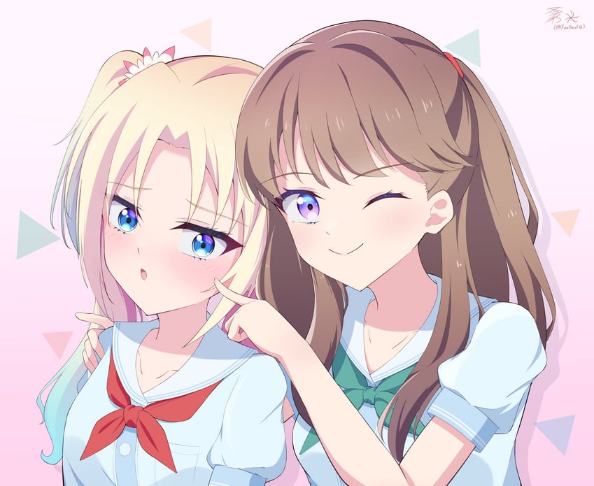 fujishima megumi and osawa rurino (love live! and 1 more) drawn by fundealg