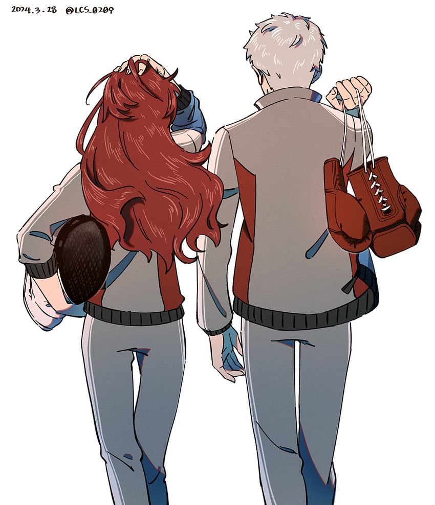 kirijou mitsuru and sanada akihiko (persona and 1 more) drawn by lcs_0209
