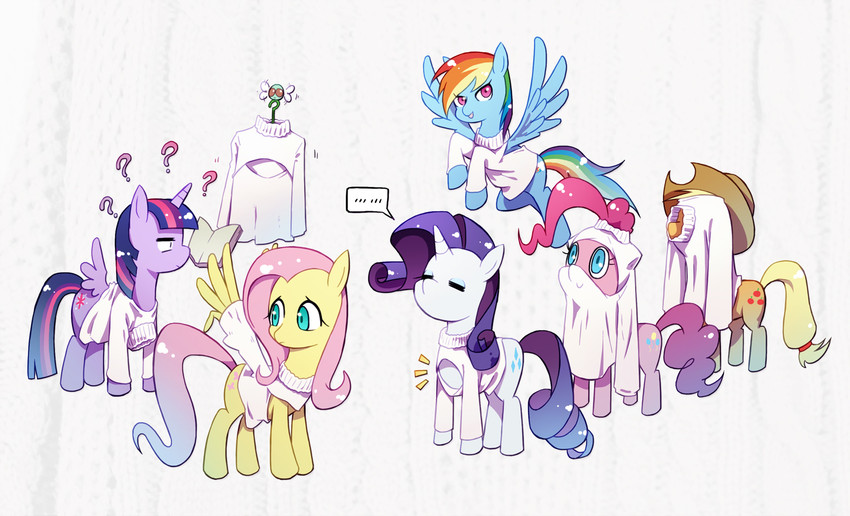 twilight sparkle, fluttershy, rainbow dash, pinkie pie, rarity, and 2 more (my little pony and 1 more) drawn by xin_yu_hua_yin