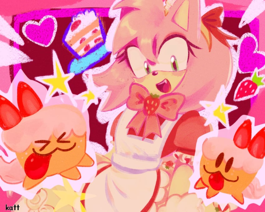 amy rose, cake hound, and cream cake hound (sonic and 4 more) drawn by k4ttz