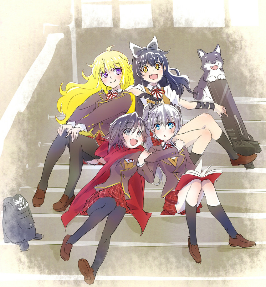 ruby rose, weiss schnee, yang xiao long, blake belladonna, and zwei (rwby and 1 more) drawn by iesupa