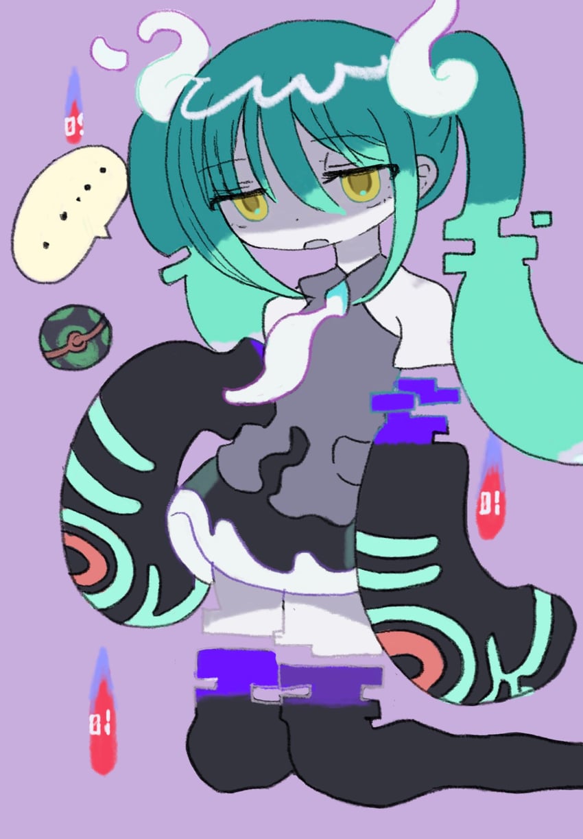 hatsune miku and ghost miku (pokemon and 2 more) drawn by chinmoku_(silent_t)
