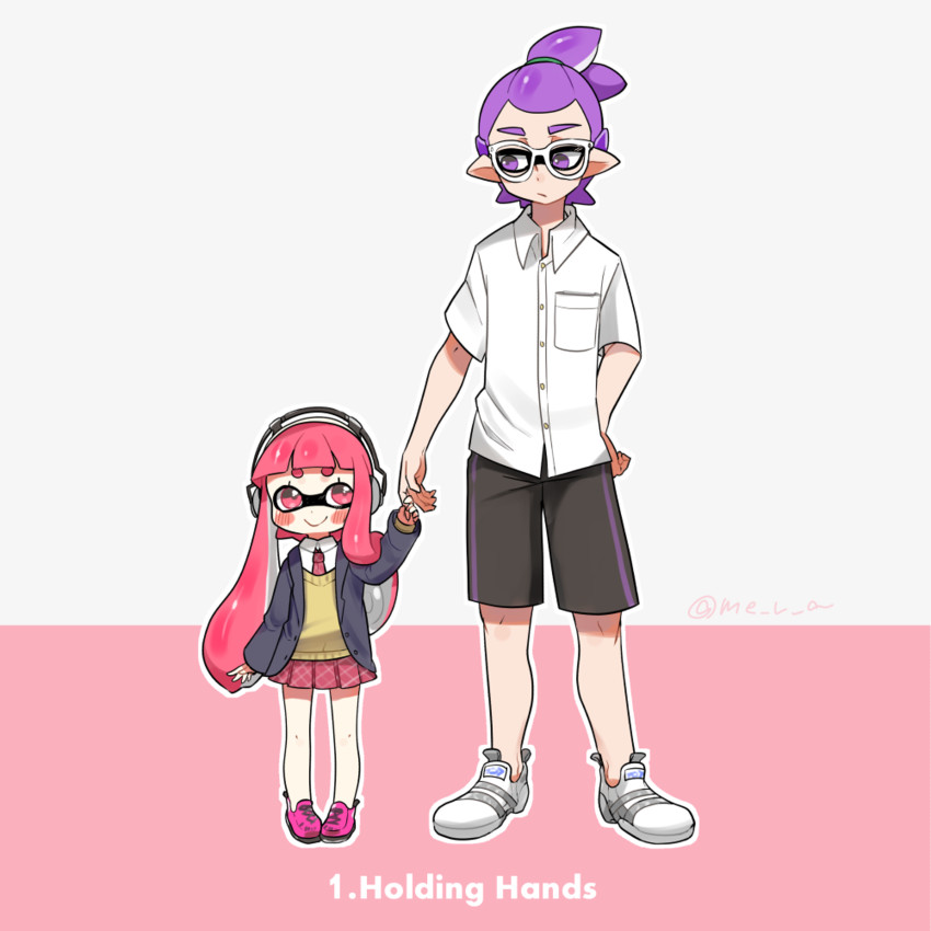 inkling player character, inkling girl, and inkling boy (splatoon and 1 more) drawn by amamiya_yuumu