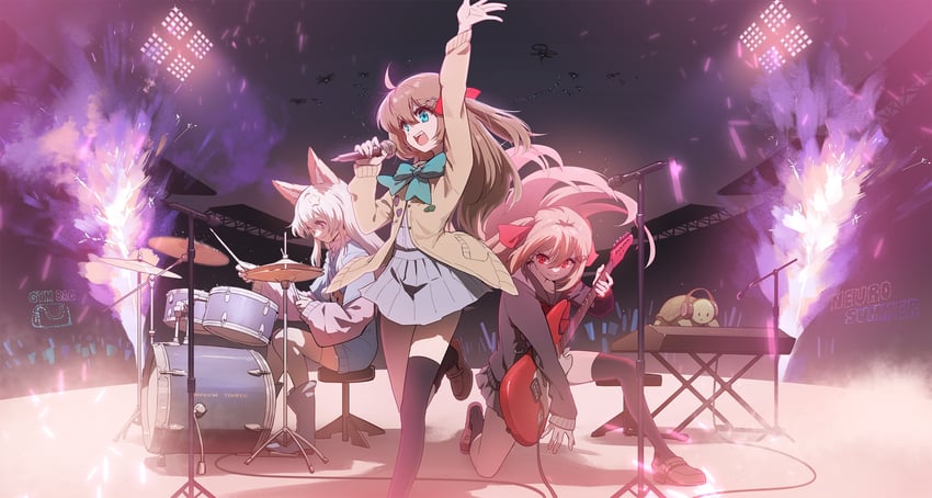 neuro-sama, evil neuro-sama, annytf, vedal987, and swarm drone (indie virtual youtuber and 2 more) drawn by tanziya_(codlxcold)