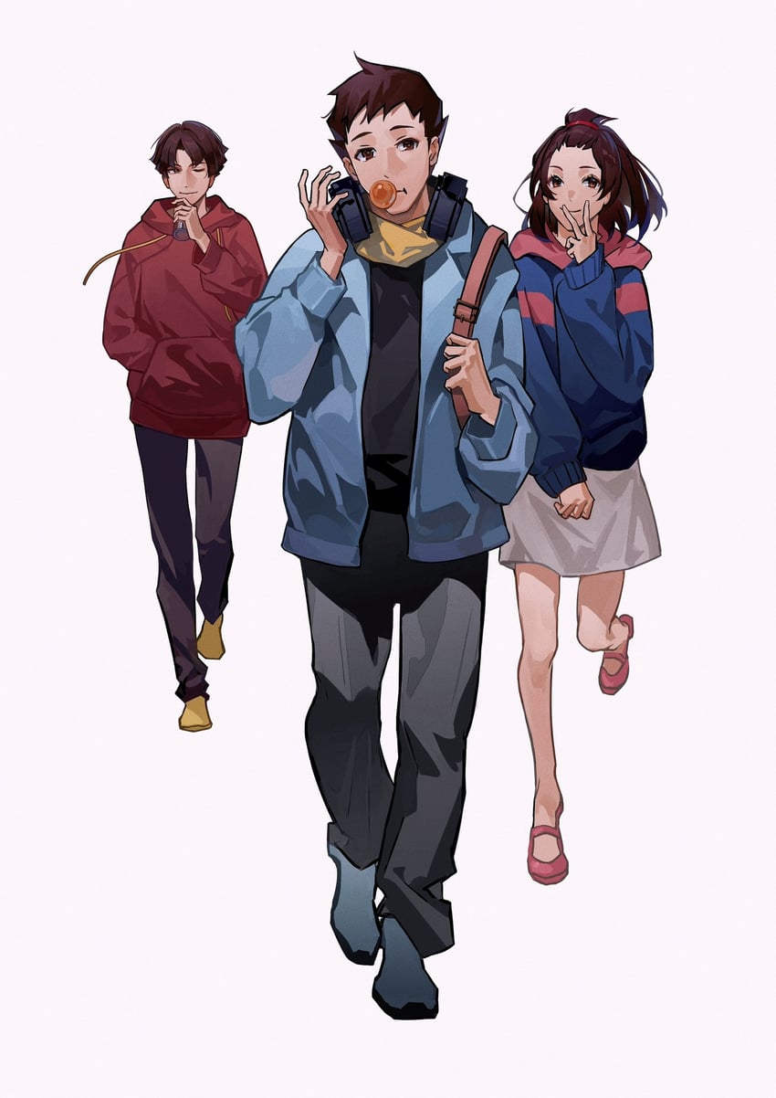 ryunosuke naruhodo, kazuma asogi, and susato mikotoba (ace attorney and 1 more) drawn by erhua917