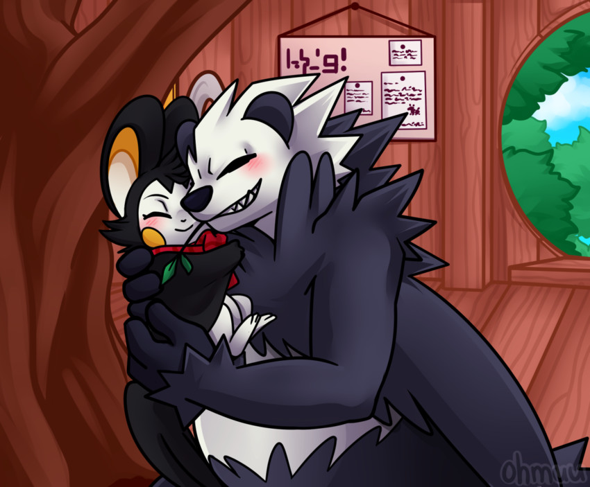 emolga and pangoro (original and 1 more) drawn by ohmuu