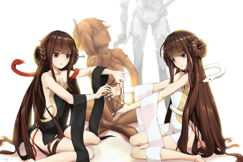 fu hua, nuwa, and fuxi (honkai and 1 more) drawn by koukoukoukouke