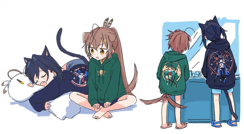 nanashi mumei and boomei (hololive and 1 more) drawn by kisuu_(oddnumberr_)